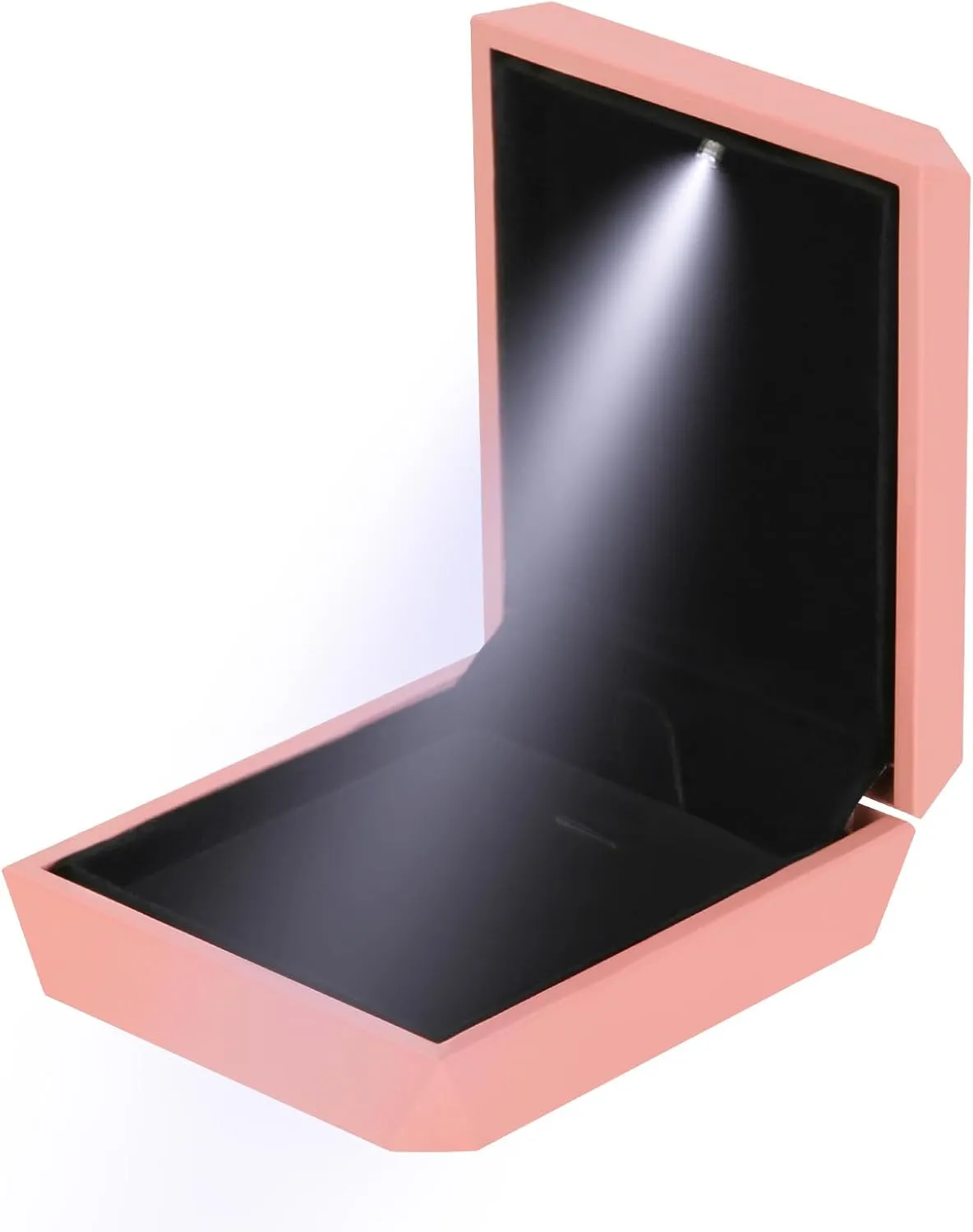 Luxury LED Light Pendant Necklace Gift Box, Velvet Jewelry Box Storage Case Organizer Holder for Proposal Engagement Wedding Anniversary Birthday Valentine's Day (PINK)