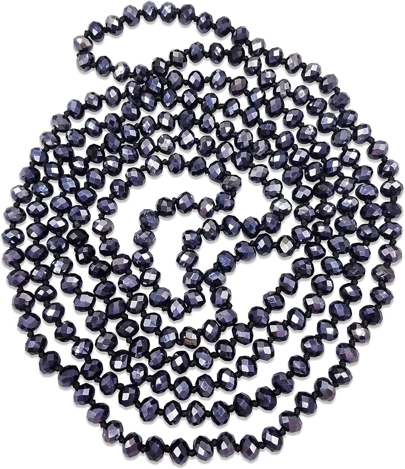 MGR MY GEMS ROCK! 80-inch 6x8MM Endless Infinity Beaded Long OR 4-Layer Multi Strand Statement Crystal Necklace.