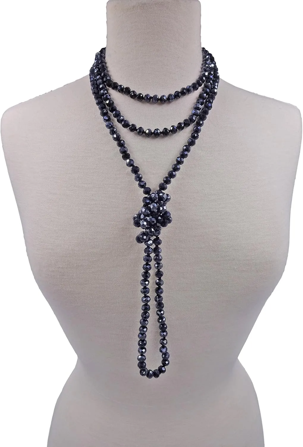 MGR MY GEMS ROCK! 80-inch 6x8MM Endless Infinity Beaded Long OR 4-Layer Multi Strand Statement Crystal Necklace.