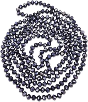 MGR MY GEMS ROCK! 80-inch 6x8MM Endless Infinity Beaded Long OR 4-Layer Multi Strand Statement Crystal Necklace.