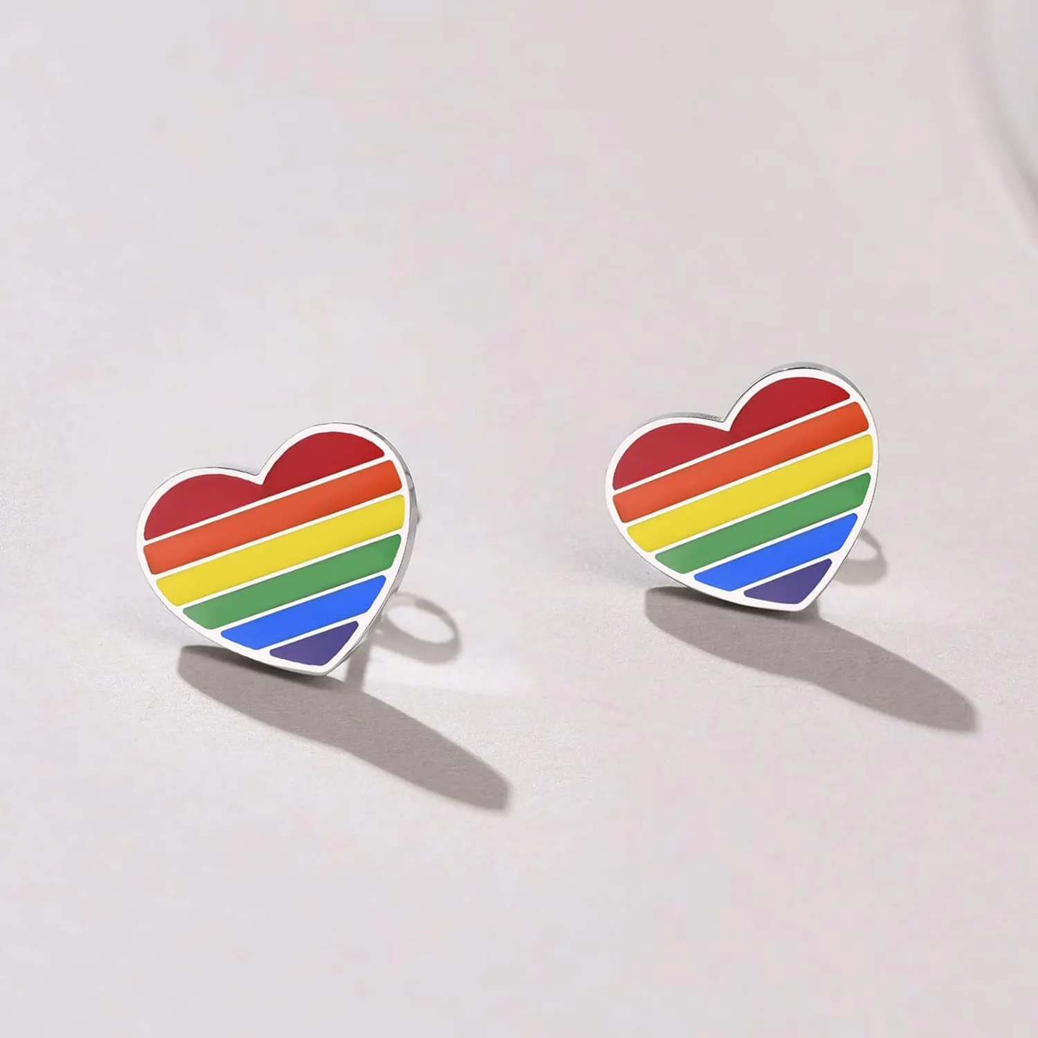 Nanafast Stainless Steel Rainbow Small Huggie Hoop Earrings LGBT Pride Earrings for Women Men Lesbian Bisexual Transgender Nonbinary Asexual Flag Earrings LGBTQ Pride Jewelry