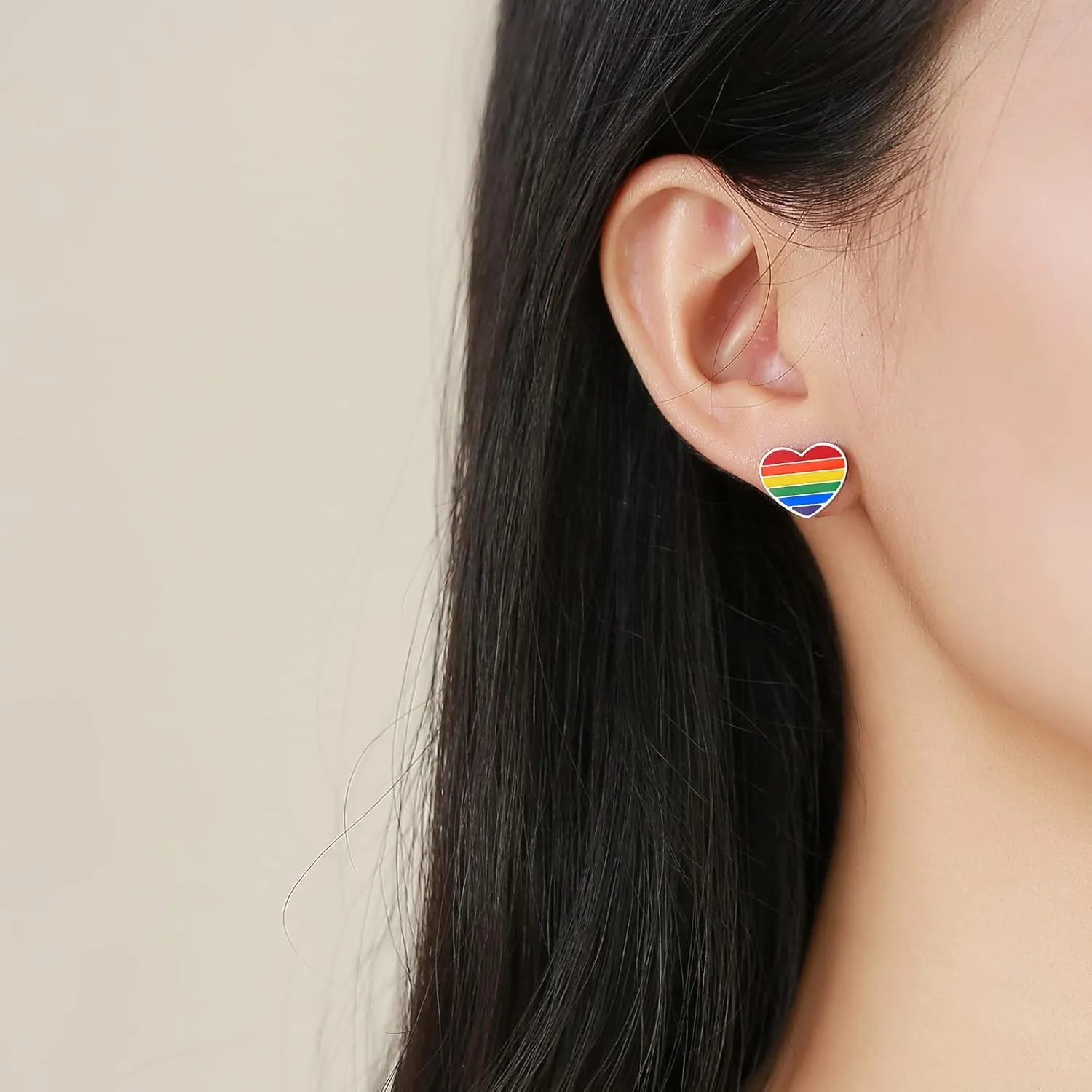 Nanafast Stainless Steel Rainbow Small Huggie Hoop Earrings LGBT Pride Earrings for Women Men Lesbian Bisexual Transgender Nonbinary Asexual Flag Earrings LGBTQ Pride Jewelry
