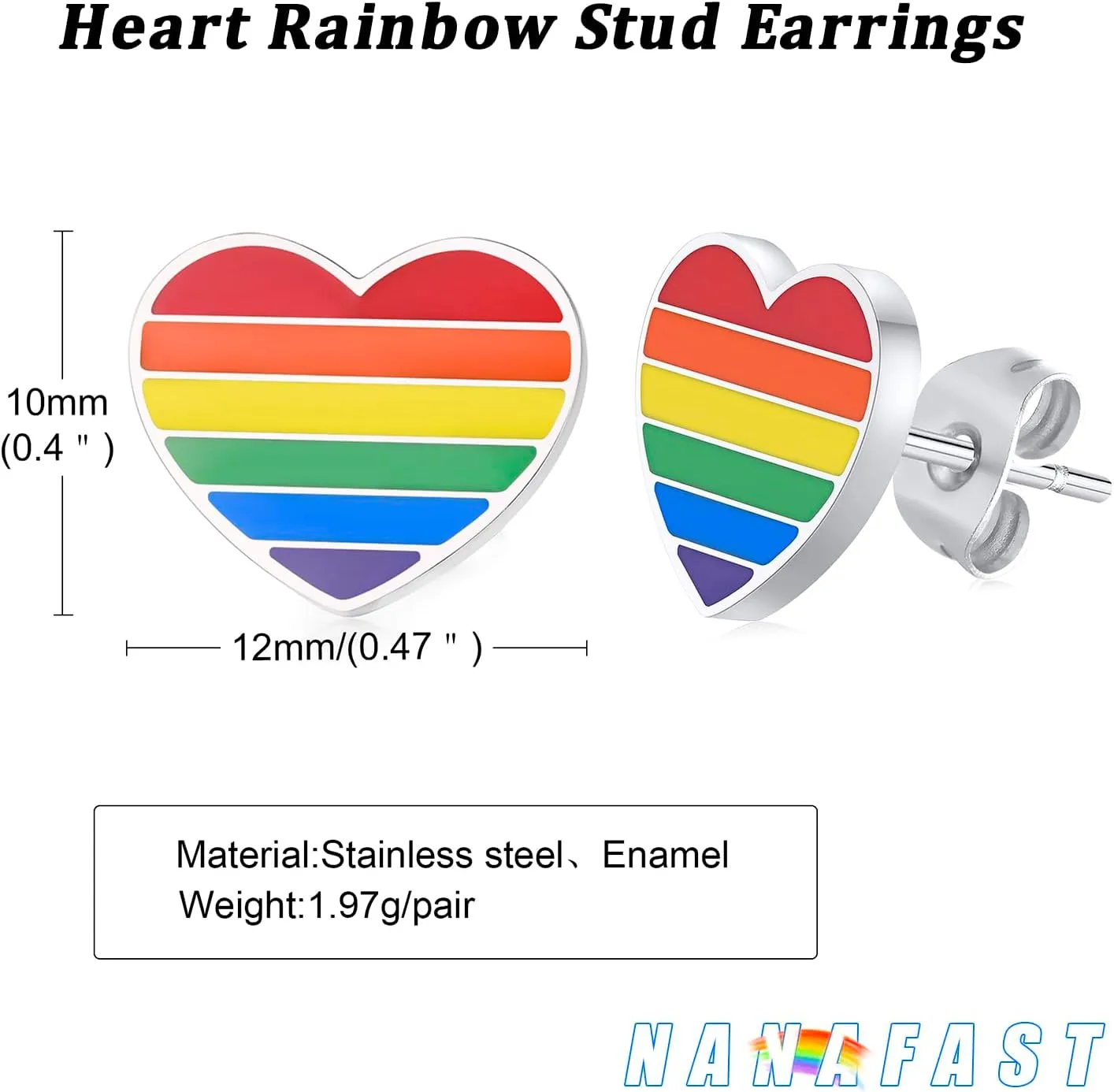Nanafast Stainless Steel Rainbow Small Huggie Hoop Earrings LGBT Pride Earrings for Women Men Lesbian Bisexual Transgender Nonbinary Asexual Flag Earrings LGBTQ Pride Jewelry