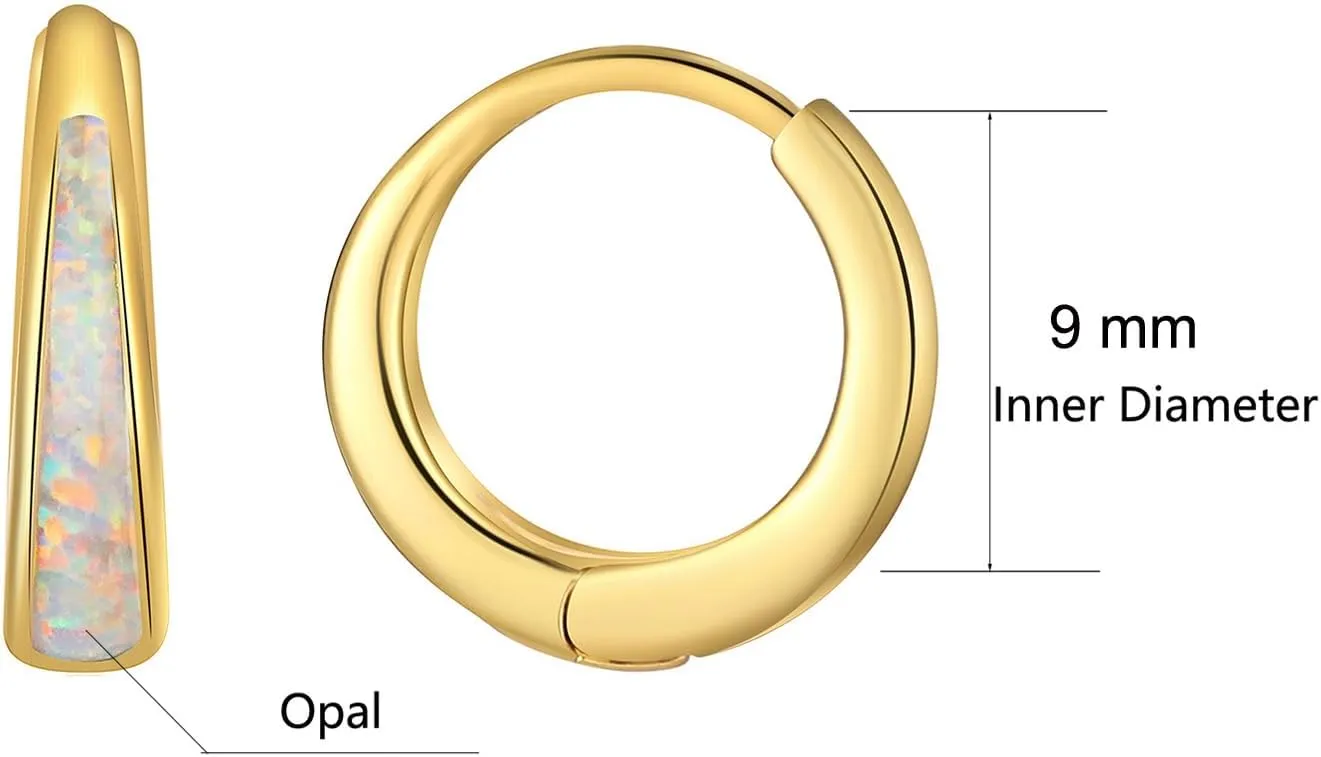 Opal Huggie Earrings Hoop Dainty Silver/Gold Earrings for Women 14k Gold Plated Earring Small Hoop Earring Gold Jewelry Opal Jewelry Women Mother's Day Birthday Gift for Mom Her