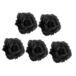 PartyKindom 5pcs Black Rose Brooch Artificial Flower Hair Clip Jewelry Decor for Funeral Multi Purpose Accessory for Clothing Bags and More Elegant and Graceful Look Seconds