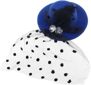 Qtqgoitem Glittery Rhinestone Faux Feather Decor Blue Hat Shaped Hairclip (Model: 7cf f19 6b6 70c FFF)