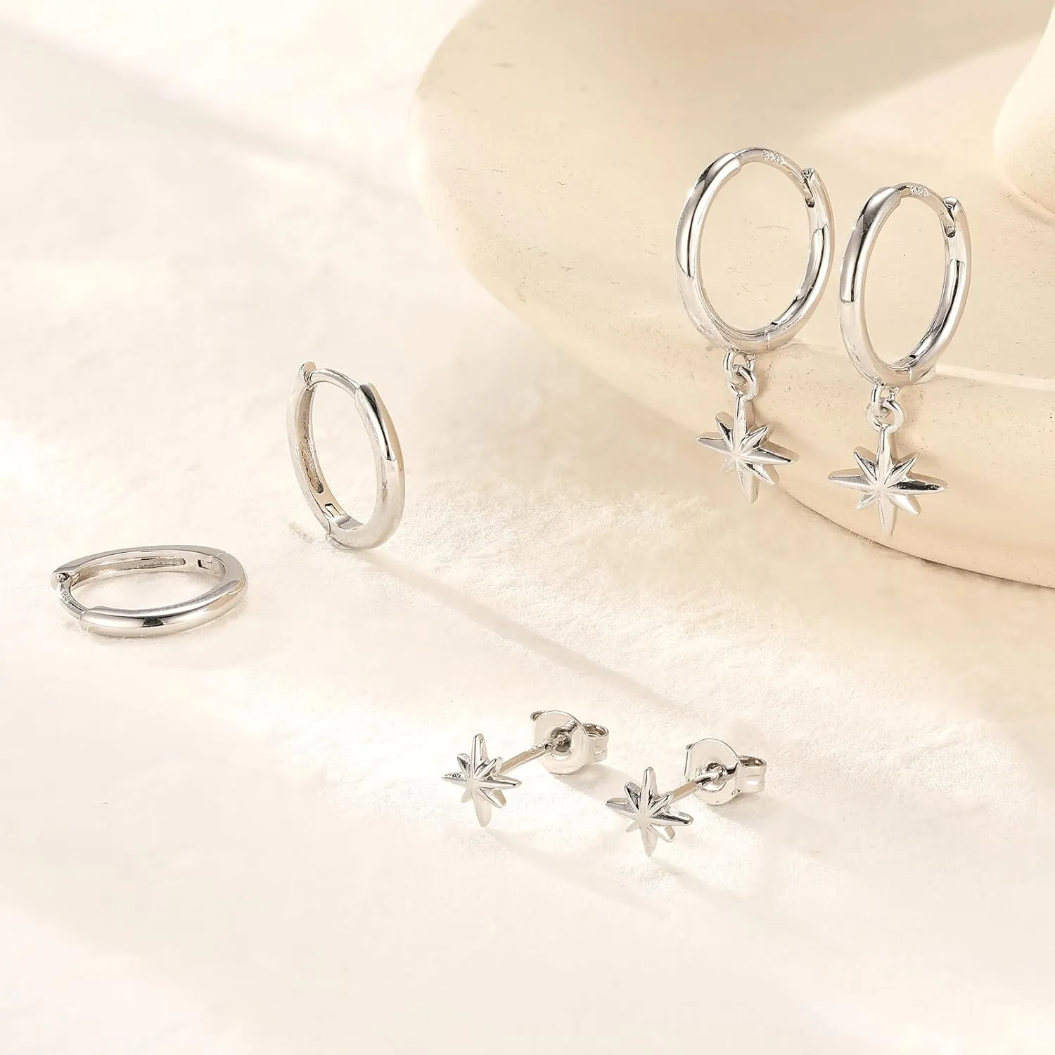 QUINBY Gold Earrings Dangle Set For Women,14k Dainty Earring Stacks Gold,Huggie Dangle Stacked Earrings Pack,Cartilage Earring Sets For Multiple Piercing,Gift For Women Mother'S Day Birthday