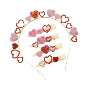 SAFIGLE 1set Heart Shaped Hair Accessories Heart Headband Alligator Hair Clips for Girls for Valentine Day Weddings Birthdays Festivals Lightweight Comfortable