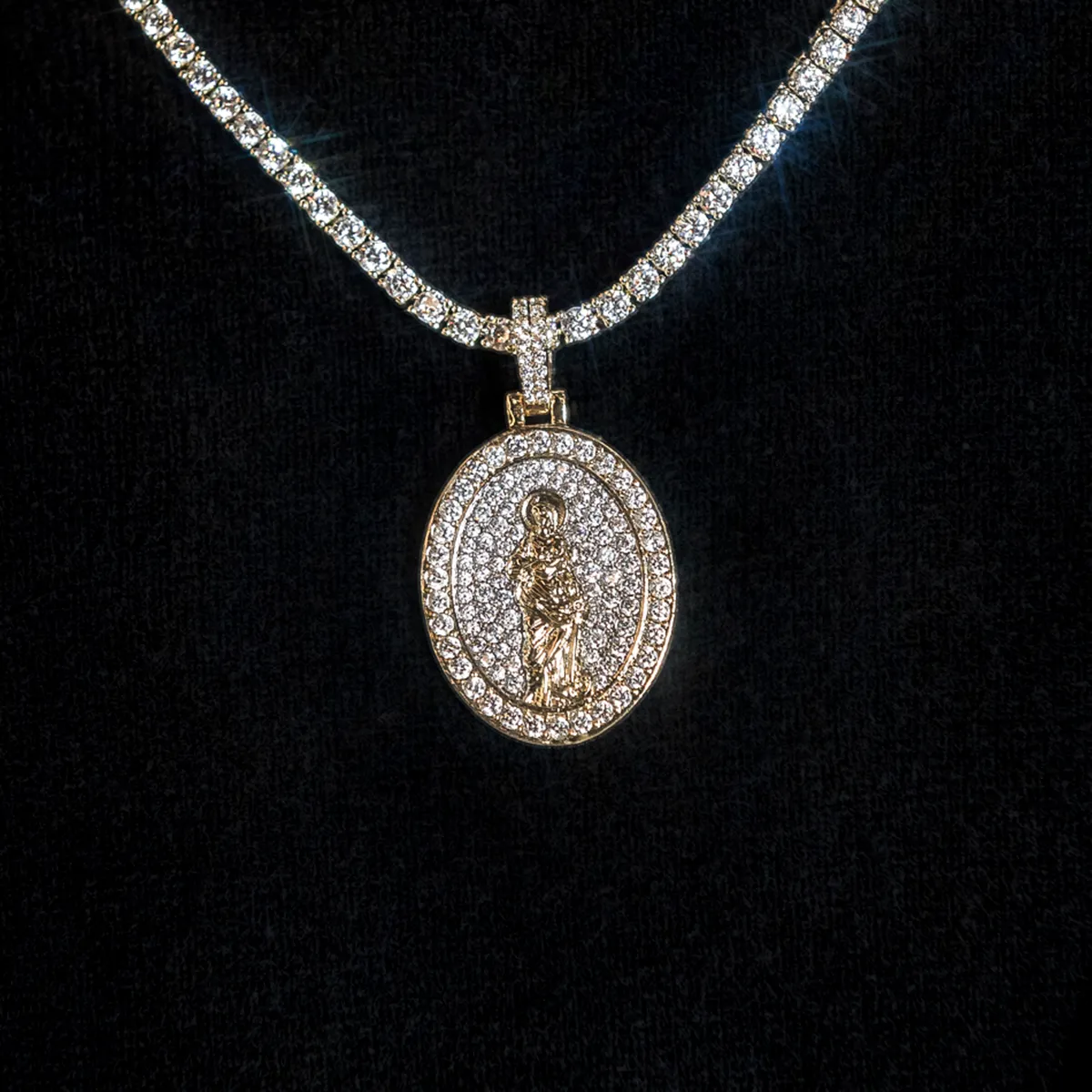 14K Gold Saint Catherine Pendant Necklace - Elegant Religious Jewelry Gift