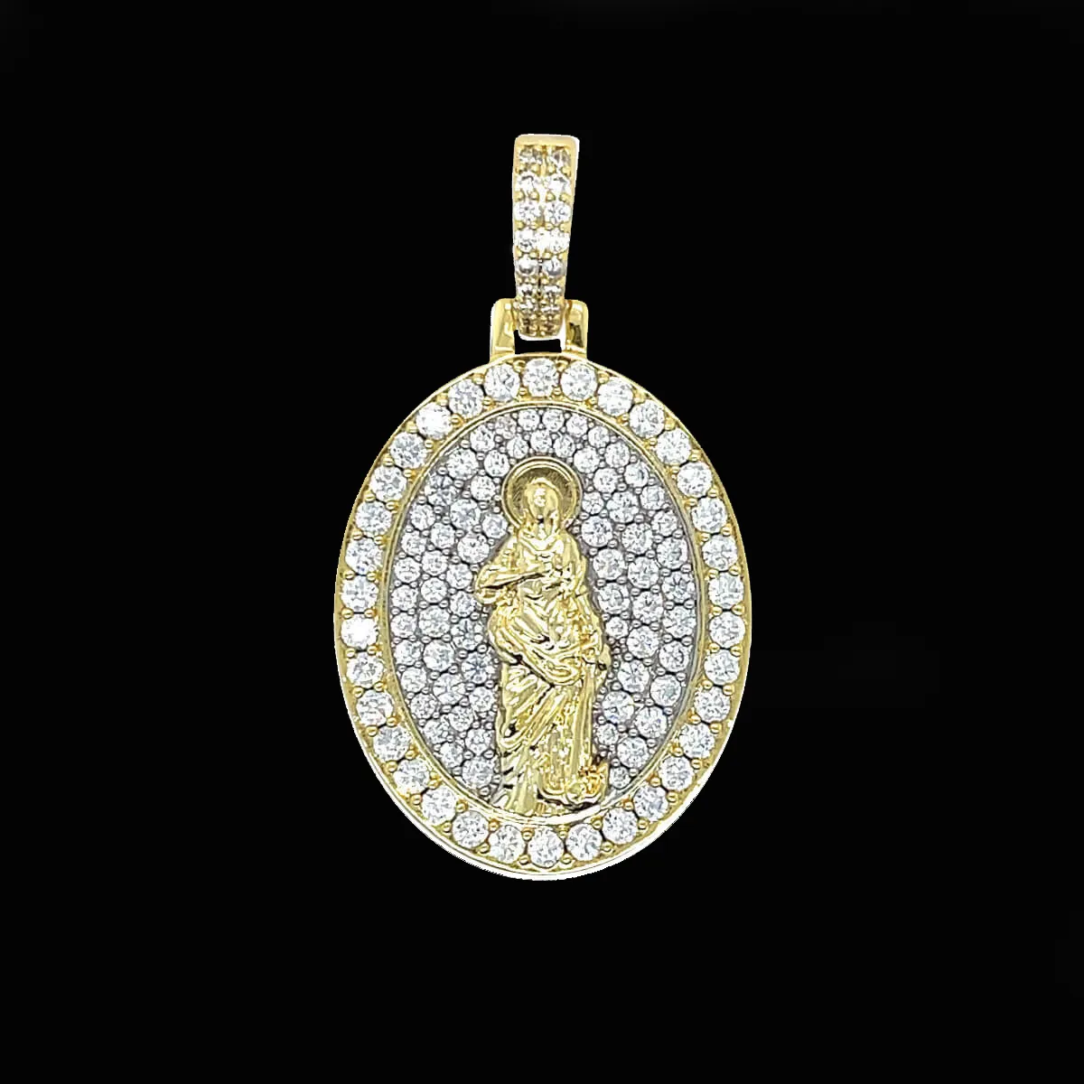 14K Gold Saint Catherine Pendant Necklace - Elegant Religious Jewelry Gift