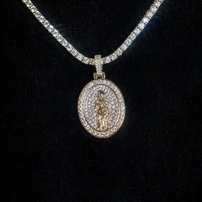 14K Gold Saint Catherine Pendant Necklace - Elegant Religious Jewelry Gift