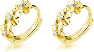 SLUYNZ 925 Sterling Silver Plumeria Flowers Hoop Earrings for Women Teens Small Hoop Earrings Pretty Flowers Huggie