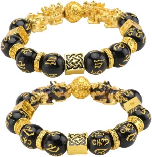 SOIMISS 2pcs Feng Shui Buddhist Bead Bracelet for Women Men Ethnic Style Bangle Auspicious Animal Traditional Festival Jewelry