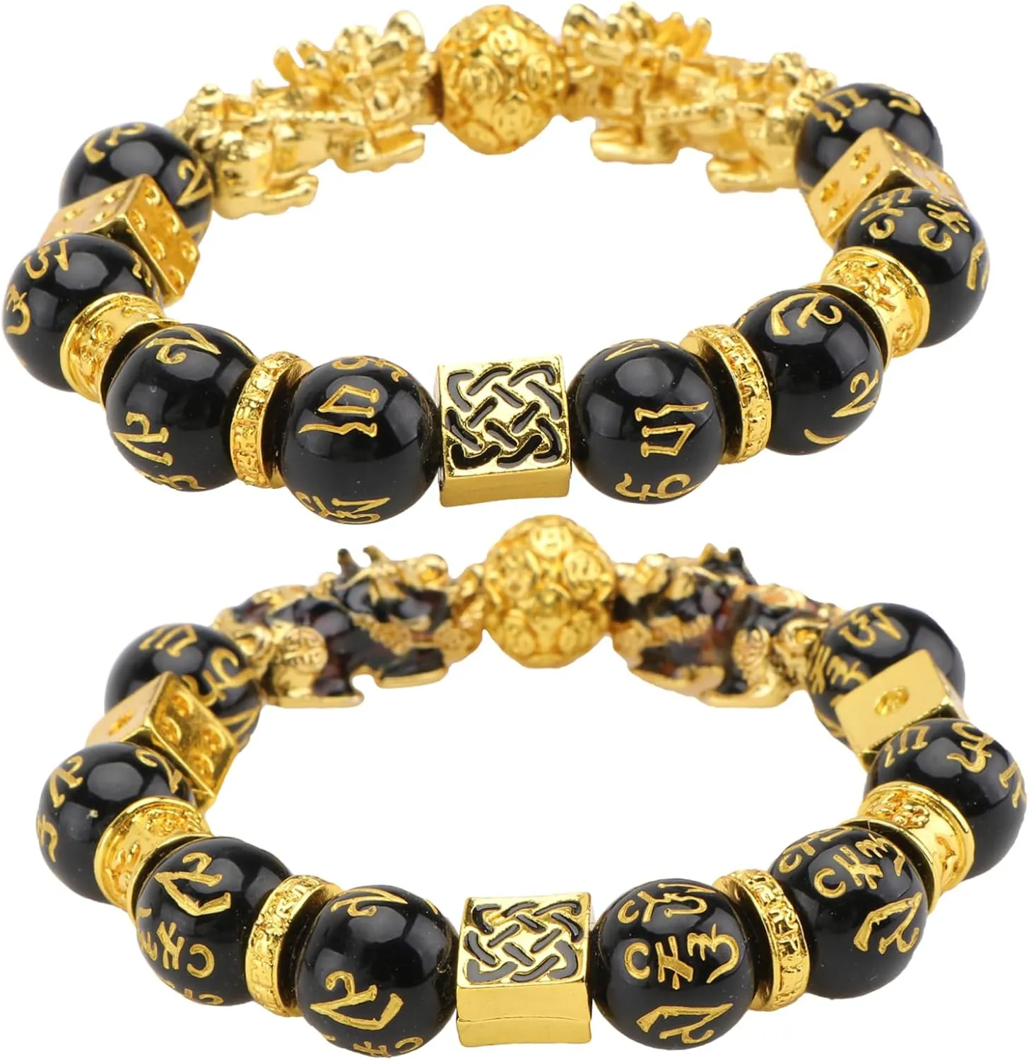 SOIMISS 2pcs Feng Shui Buddhist Bead Bracelet for Women Men Ethnic Style Bangle Auspicious Animal Traditional Festival Jewelry