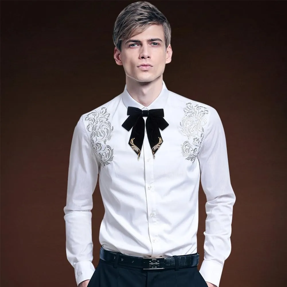 Versailles series Baroque Retro Velvet Ribbon Bow Tie Brooch Necktie for Women Men Pre-Tied Big Bowknot Brooch Pin