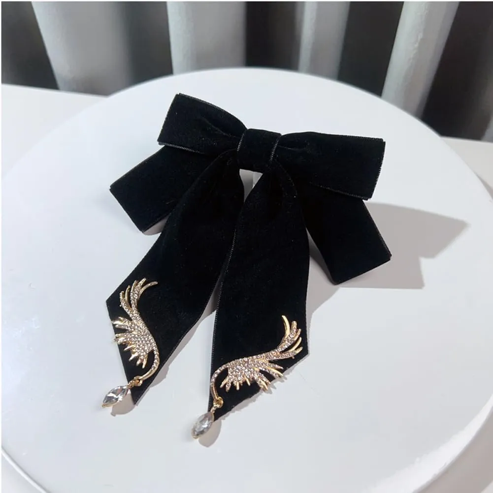 Versailles series Baroque Retro Velvet Ribbon Bow Tie Brooch Necktie for Women Men Pre-Tied Big Bowknot Brooch Pin