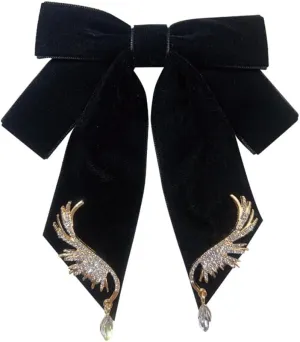 Versailles series Baroque Retro Velvet Ribbon Bow Tie Brooch Necktie for Women Men Pre-Tied Big Bowknot Brooch Pin