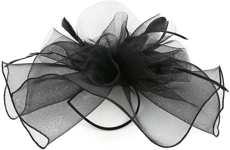 Women's Fascinators Hat for Women Tea Party Headband Wedding Cocktail Flower Mesh Feathers Hair Clip