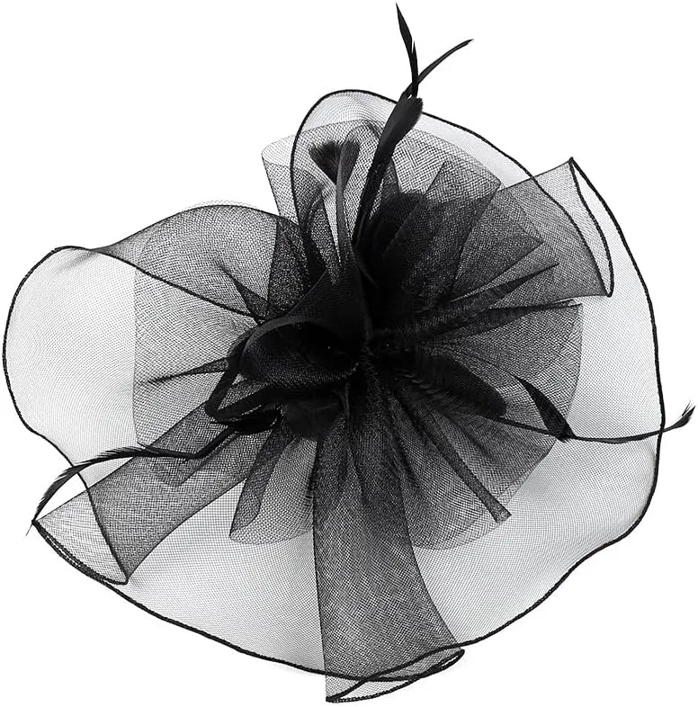 Women's Fascinators Hat for Women Tea Party Headband Wedding Cocktail Flower Mesh Feathers Hair Clip